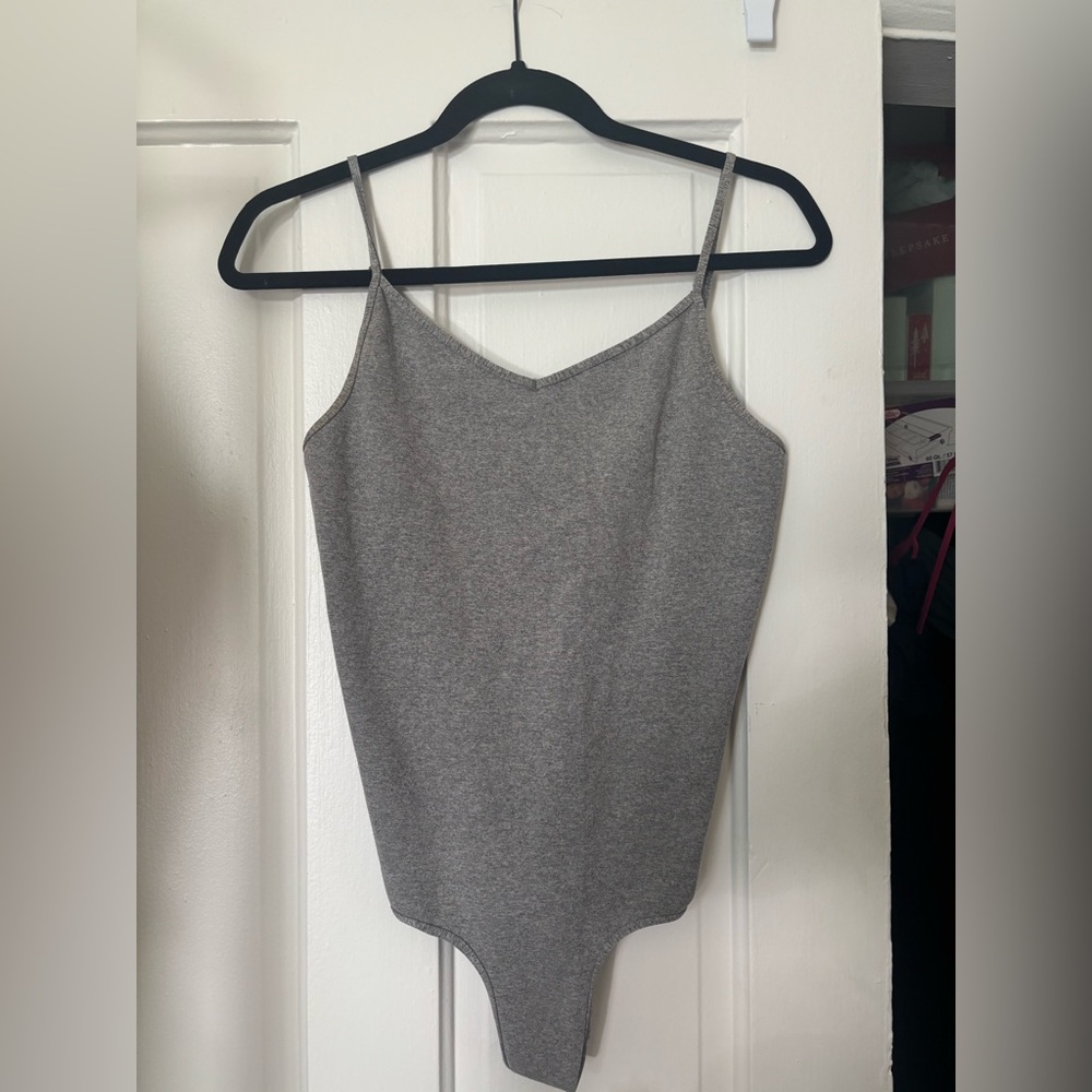 Stretchy Grey Free People Tank Bodysuit